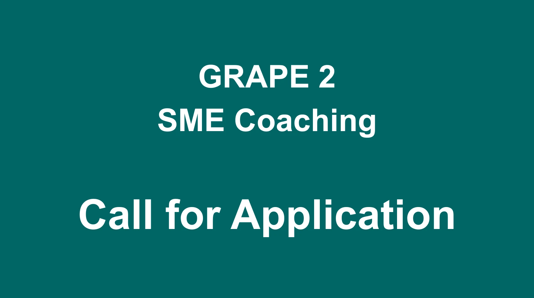 📢 Call for Applications: SME Coaching under GRAPE 2